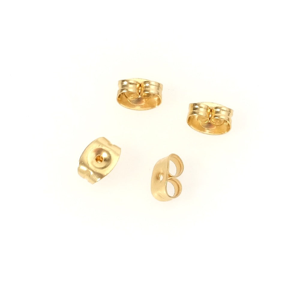 10 fermoirs papillons pour boucles d&#39;oreilles en acier inoxydable 304 Doré 24K