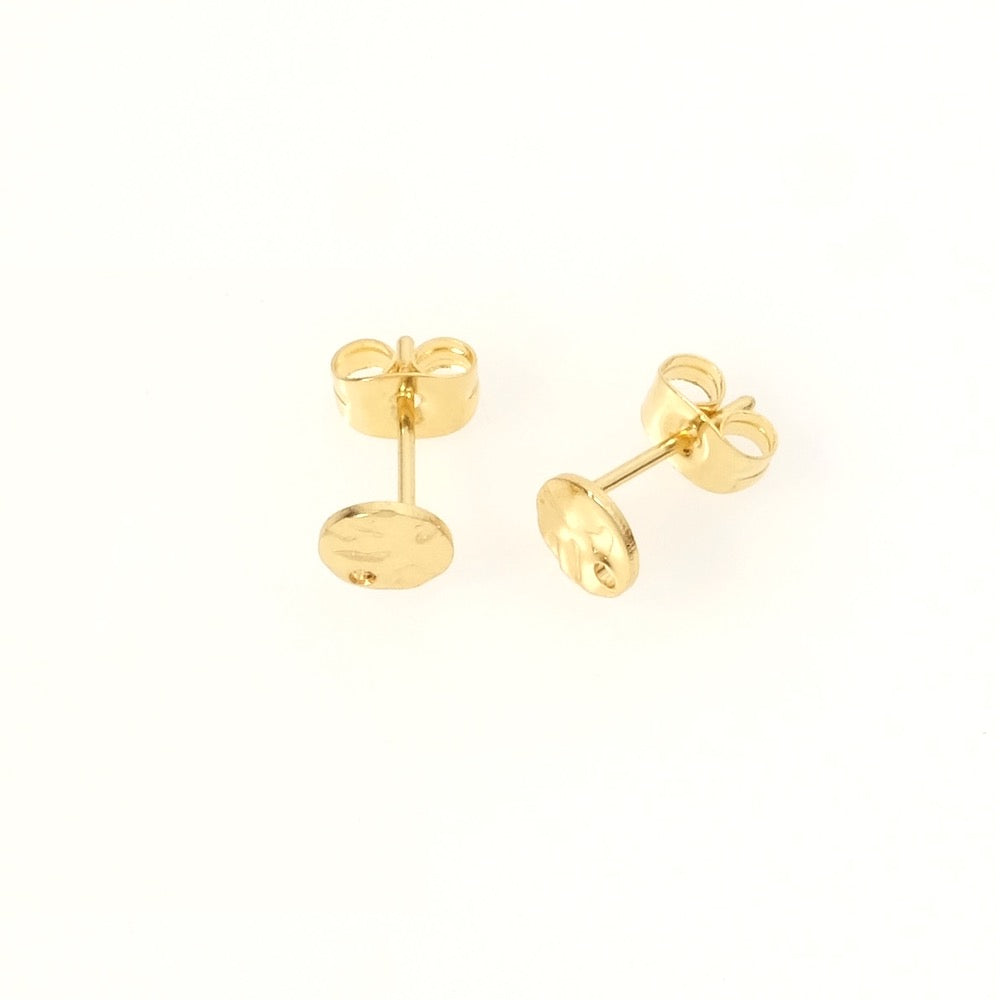 4 boucles d'oreilles clous rond 6mm en acier inoxydable 304 Doré