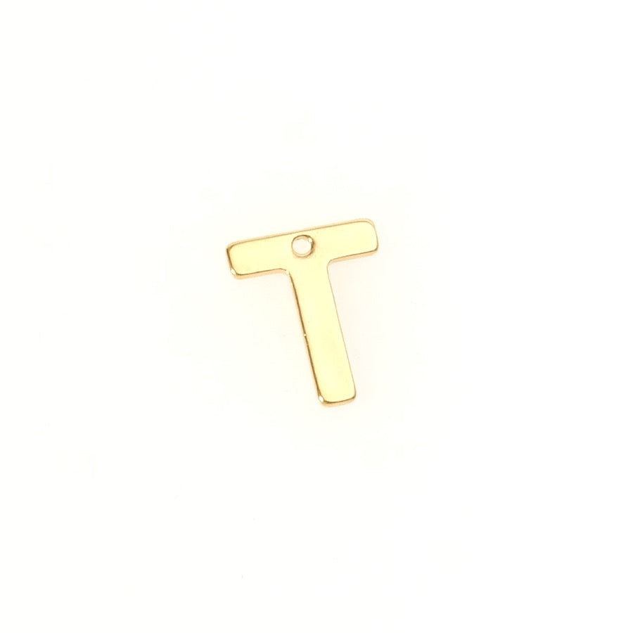 Pendentif Lettre T en acier inoxydable 304 Doré 18K