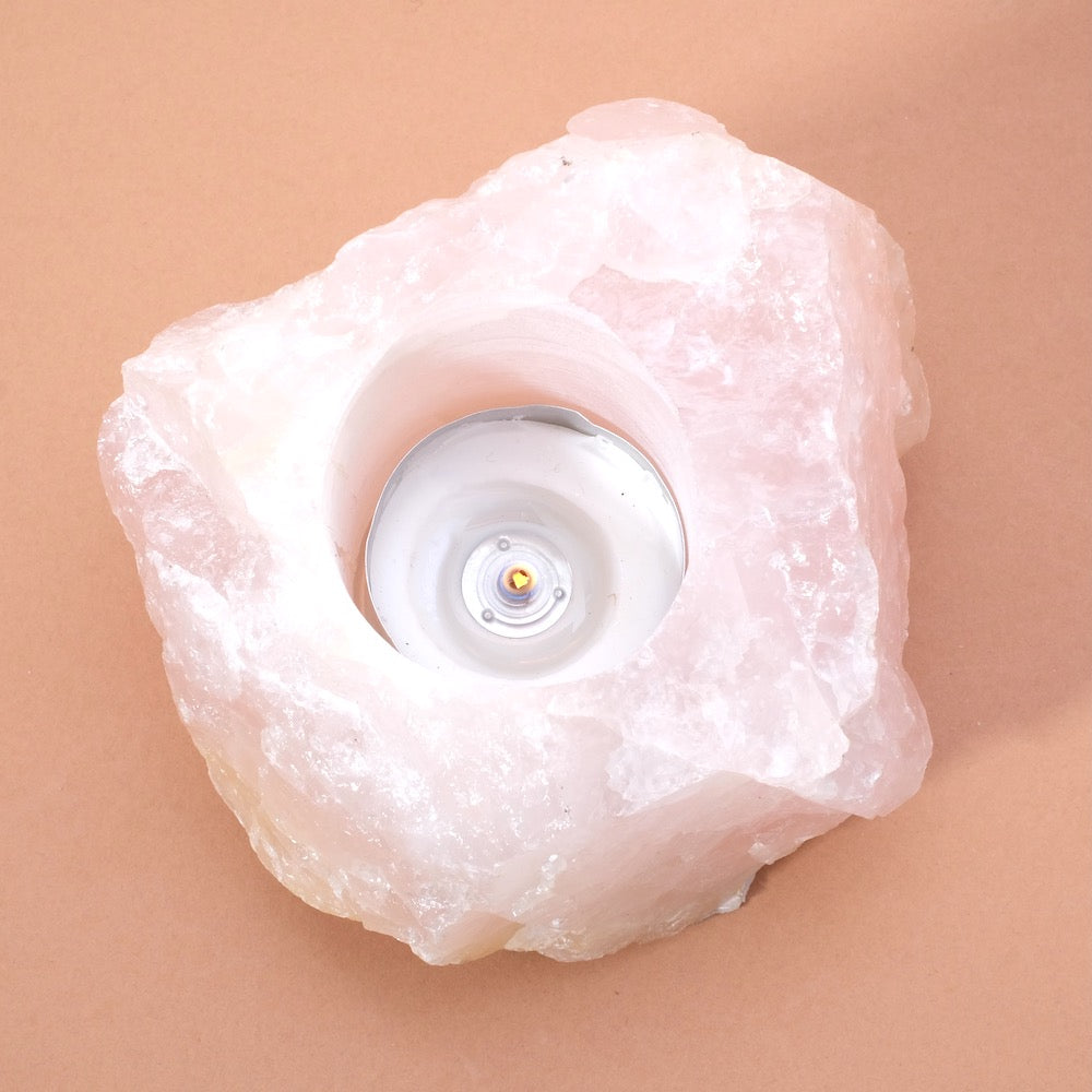 Bougeoir en Quartz rose - Pure Minéral