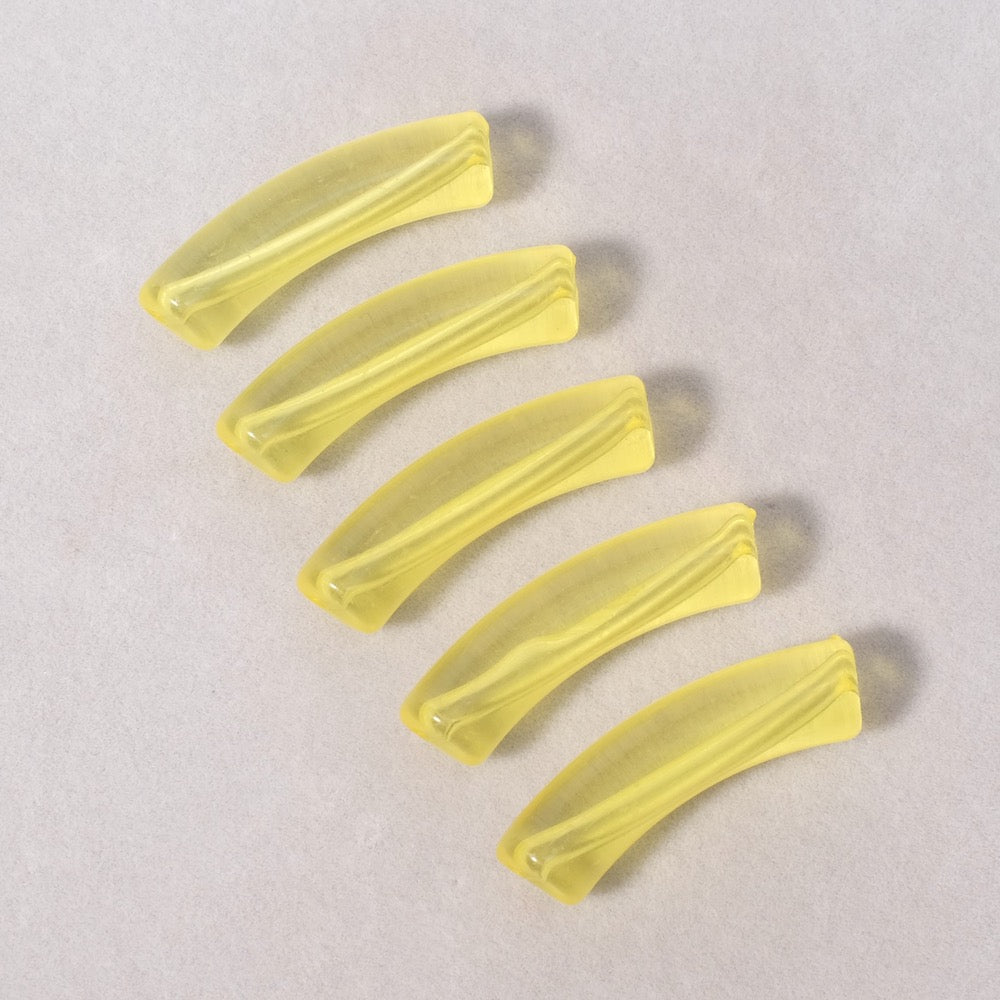 Perle tube incurvée Diamètre 8mm en acrylique Jaune transparent