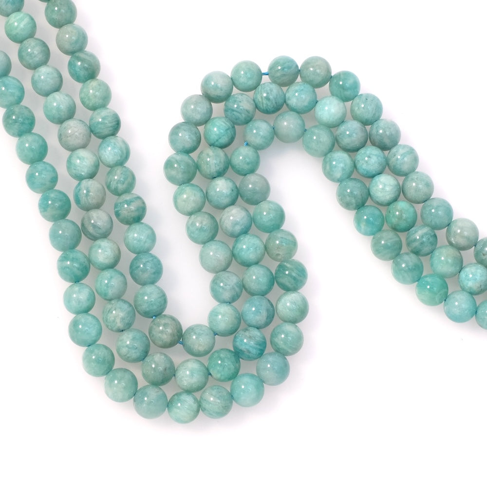 Fil de 38cm de perles naturelles rondes 8mm en Amazonite