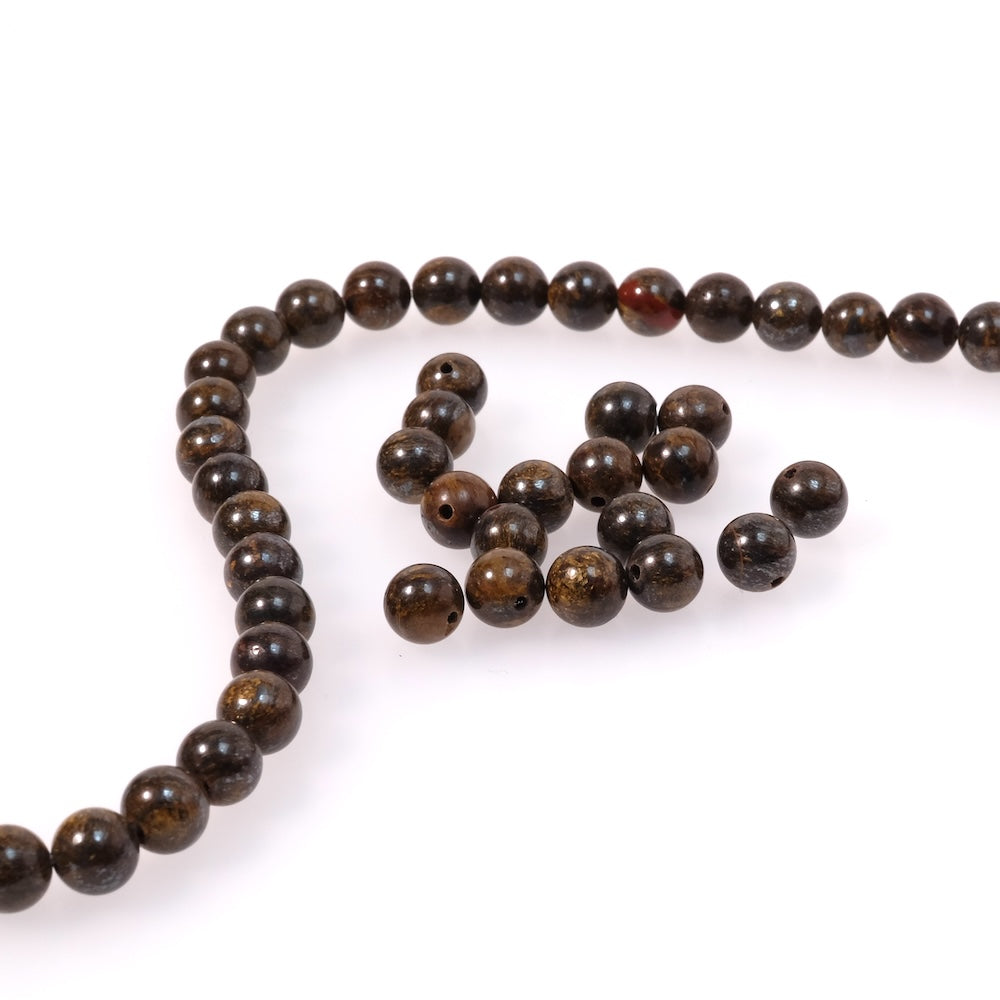 10 perles naturelles rondes 6mm en Bronzite