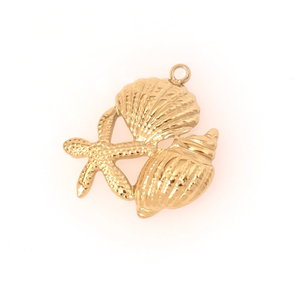 Pendentif coquillage en acier inoxydable 304 Doré 18K