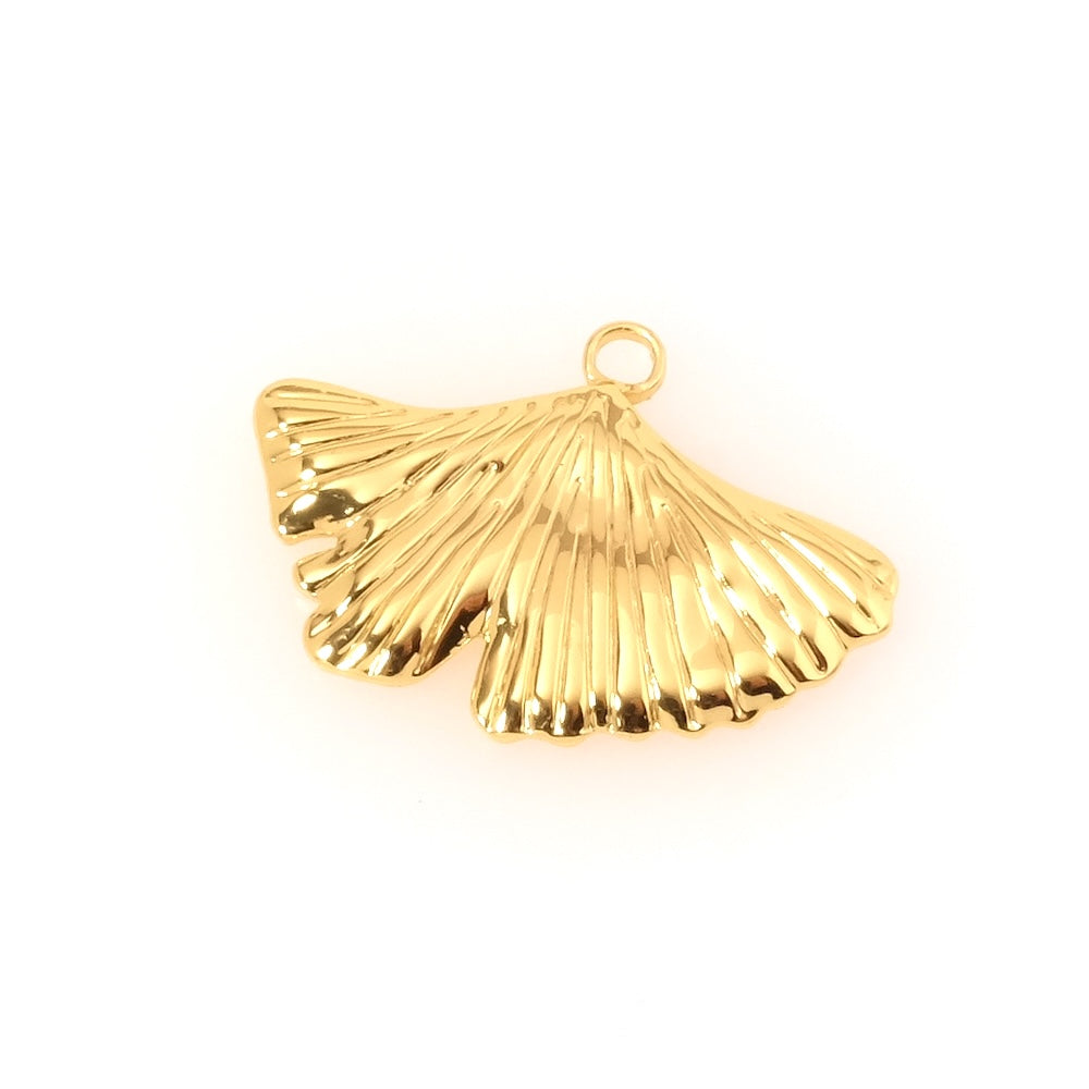 Pendentif feuille de Ginkgo en acier inoxydable 304 Doré 18K