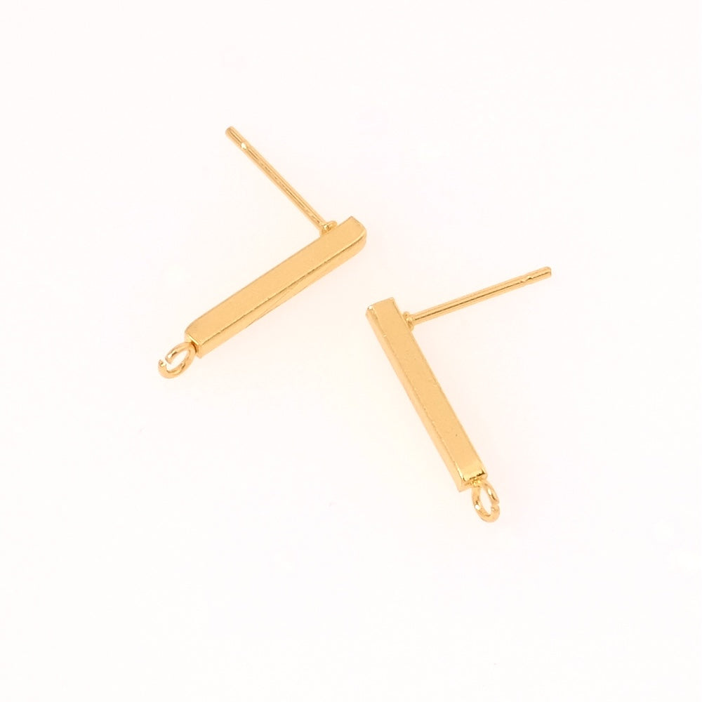 boucles d&#39;oreilles clous rectangle en acier inoxydable 316 Doré 18K