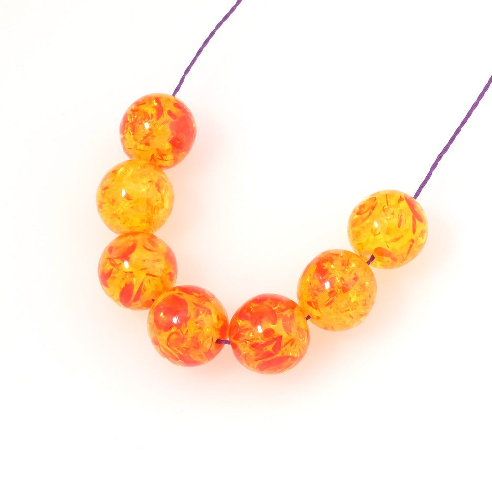 4 Perles rondes 12mm en acrylique rouge jaune transparent