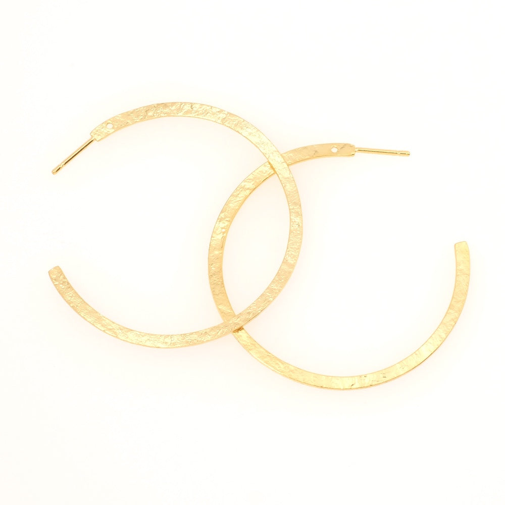 Boucles d&#39;oreilles Créoles clous 3/4 en laiton Doré à l&#39;or fin 24K Premium