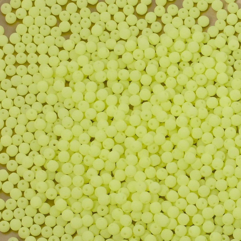 10 perles de Bohème rondes 3mm jaune fluo clair mat