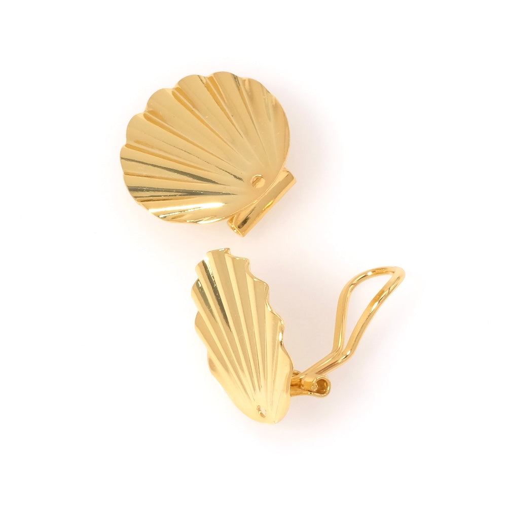 Une paire de Boucles d&#39;oreilles clip ondulée en laiton doré à l&#39;or fin 24K Premium