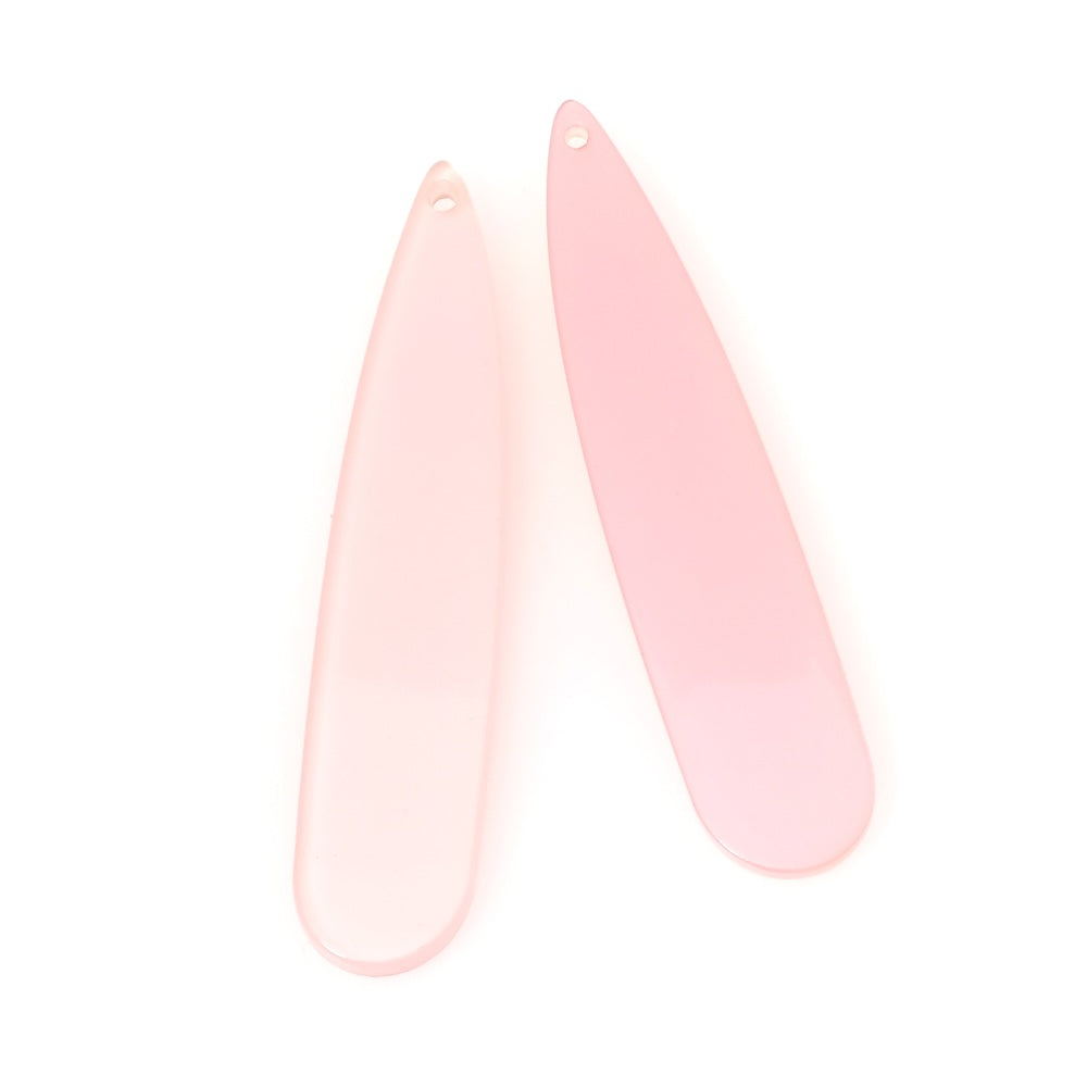 2 pendentifs gouttes en acétate double face 2 tons de rose pastel