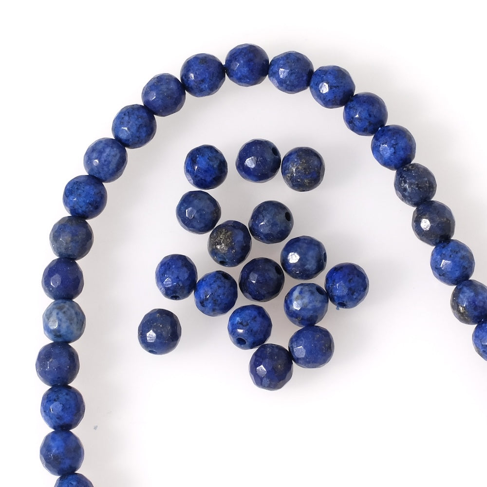 10 perles naturelles rondes facettées 6mm en Lapis Lazuli