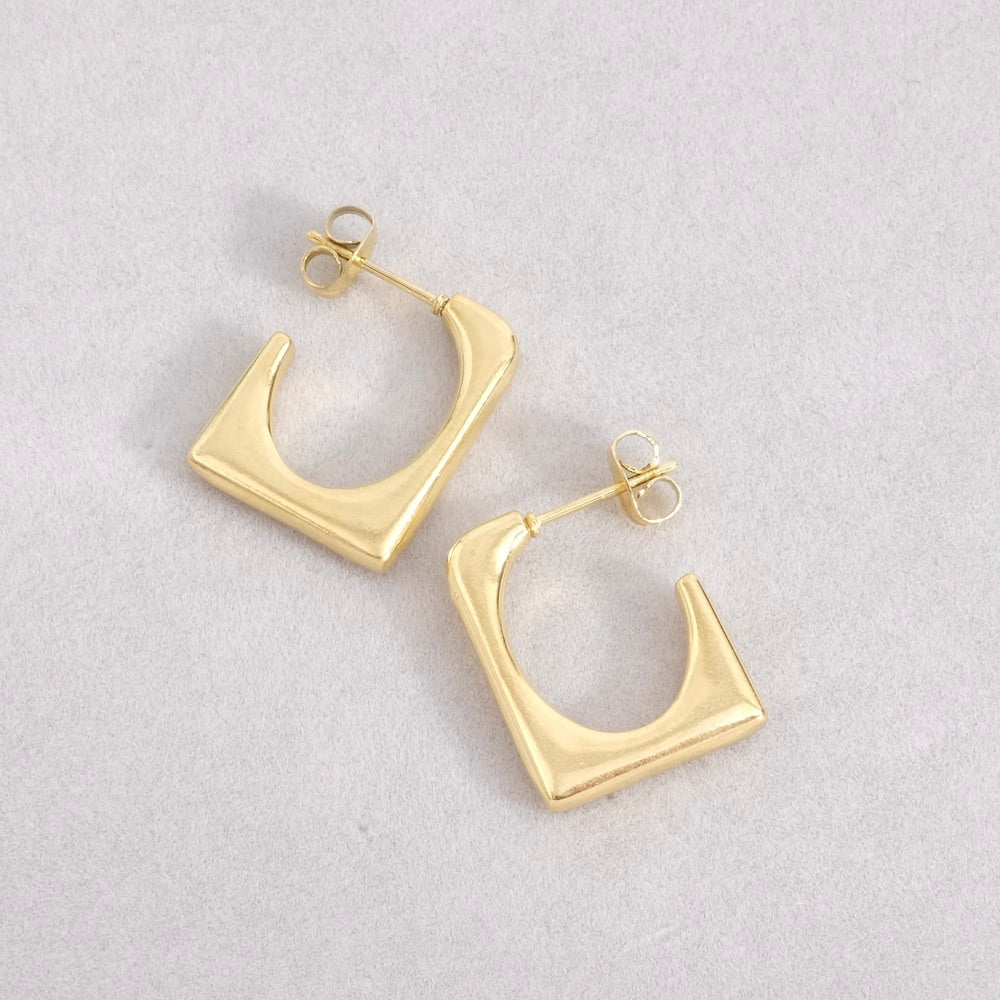 Boucles d'oreilles rectangle en acier inoxydable 304 Doré