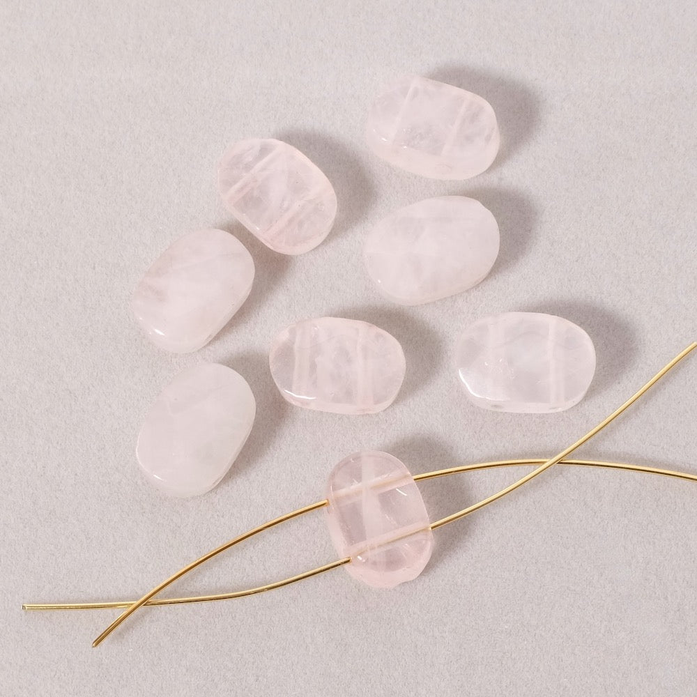 2 perles rectangle facettée 2 trous en Pierre naturelle Quartz rose