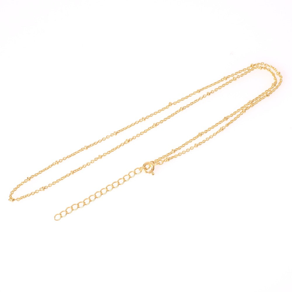 Collier chaine montée maillon boule soudée en Laiton doré à l&#39;or fin 24K Premium