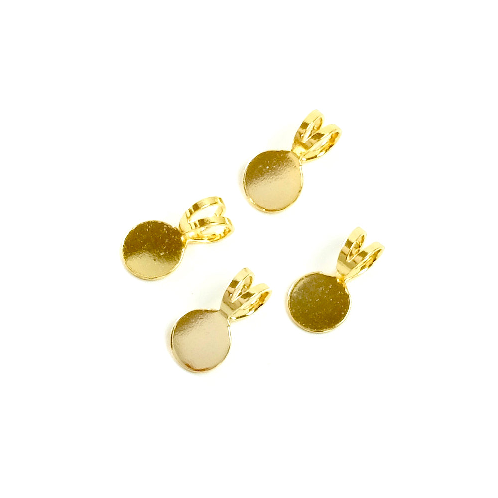 4 Pendentifs bélière à coller Doré à l&#39;or fin 24K