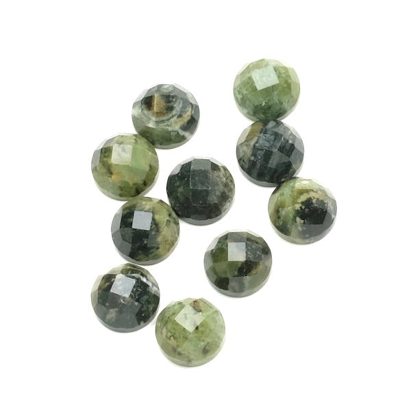 Cabochon Facetté en pierre naturelle Rond 6mm Jaspe vert