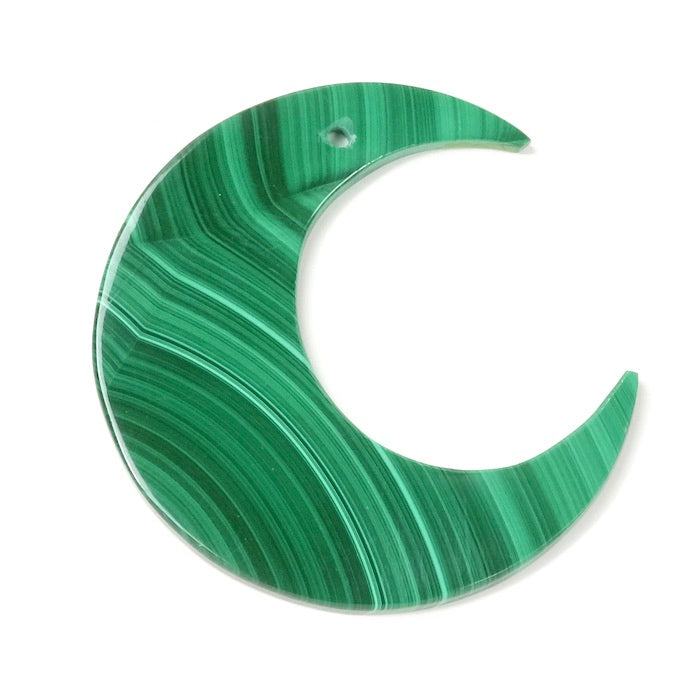 Pendentif grande Lune en pierre naturelle Malachite - Protection