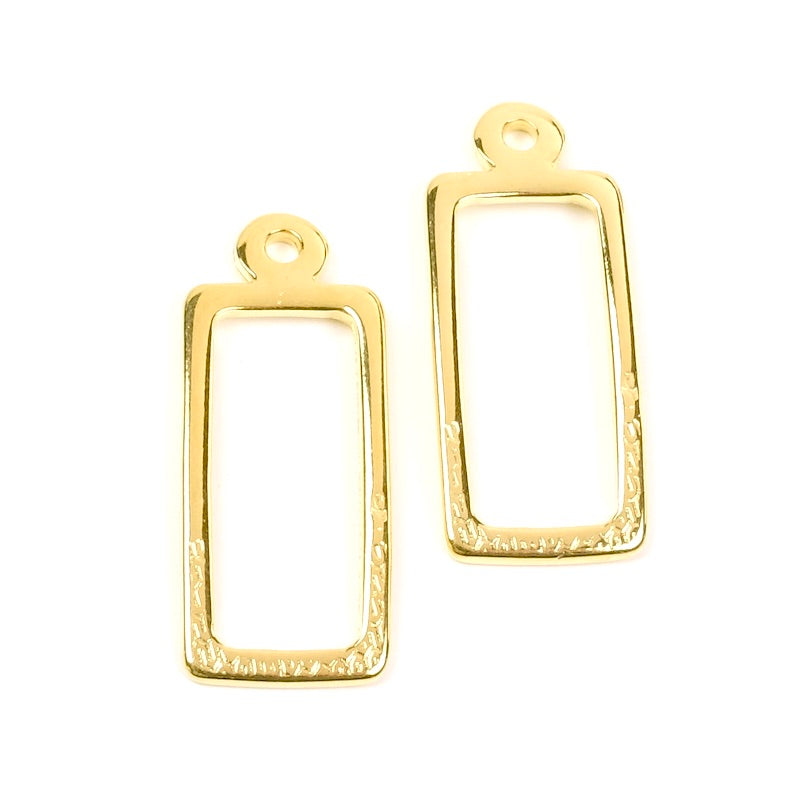 2 Pendentifs rectangle en Zamak doré Or 24K