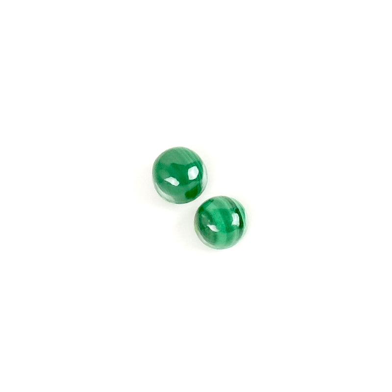 2 Cabochons de pierre naturelle Rond 4mm Malachite