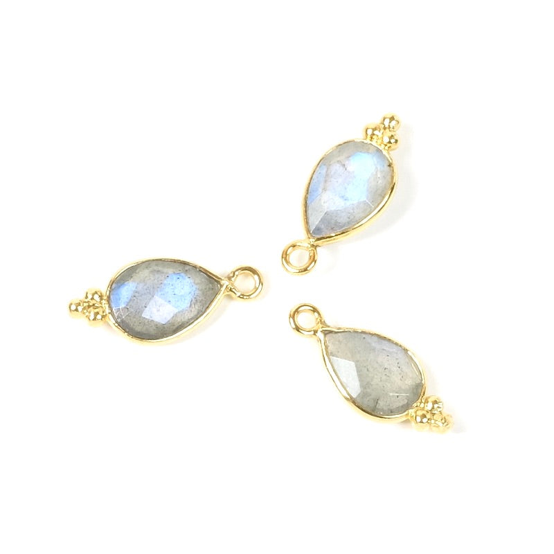 Pendentif serti goutte bohème Labradorite en laiton Doré à l'or fin 24K