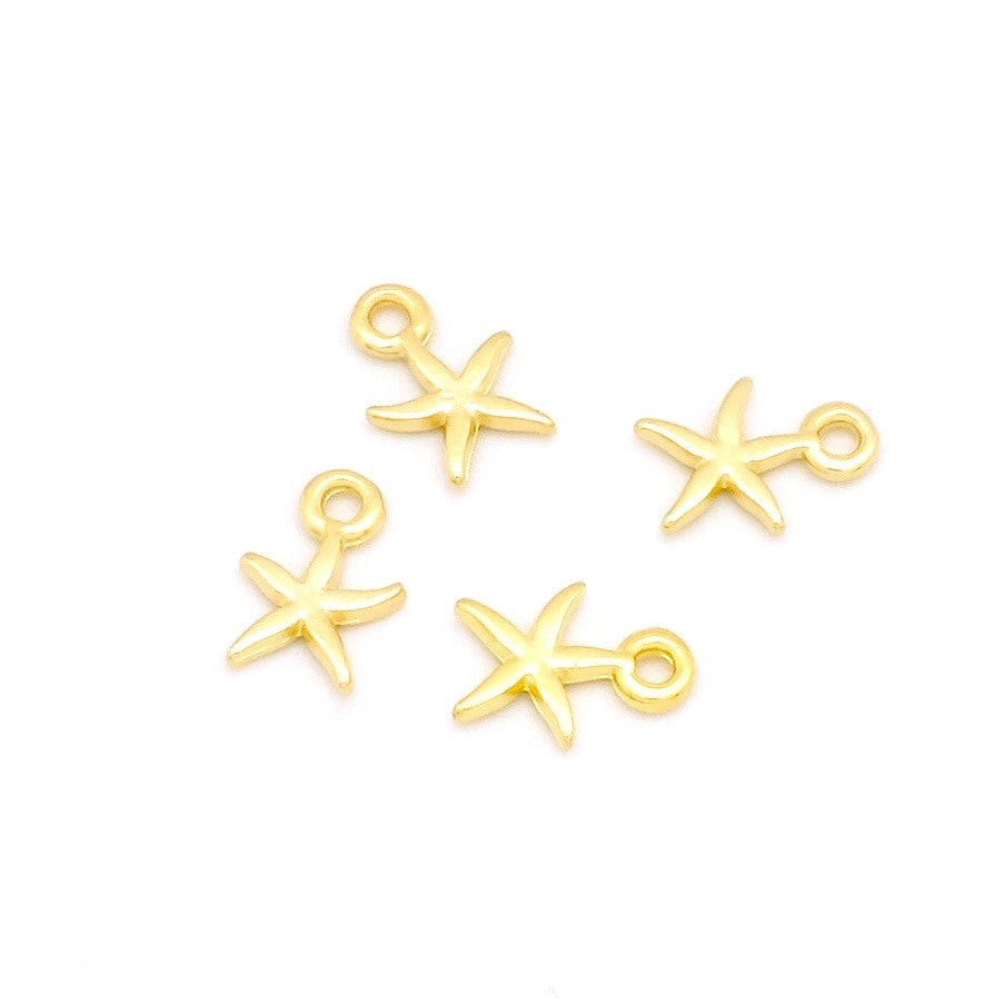 Lot de 4 pendentifs étoile de mer en Zamak doré 24K