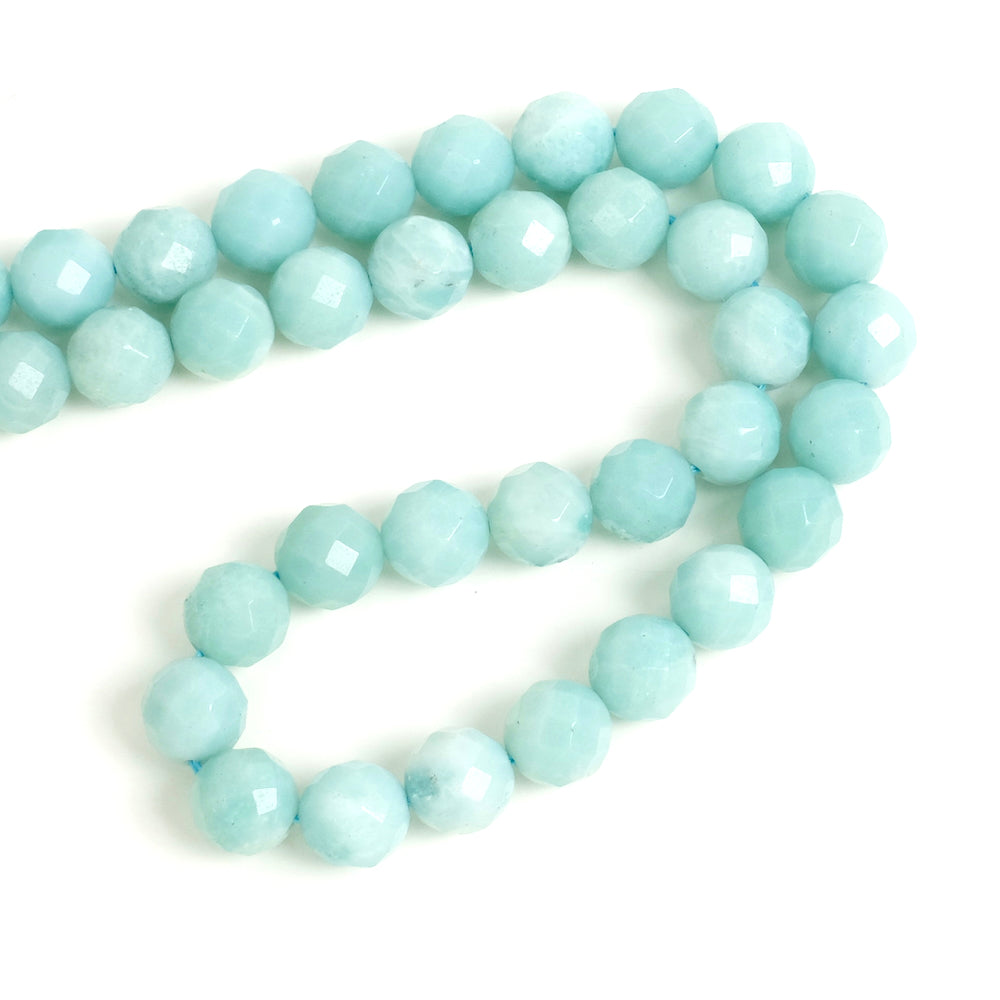 4 perles rondes facettées 8mm naturelles Amazonite