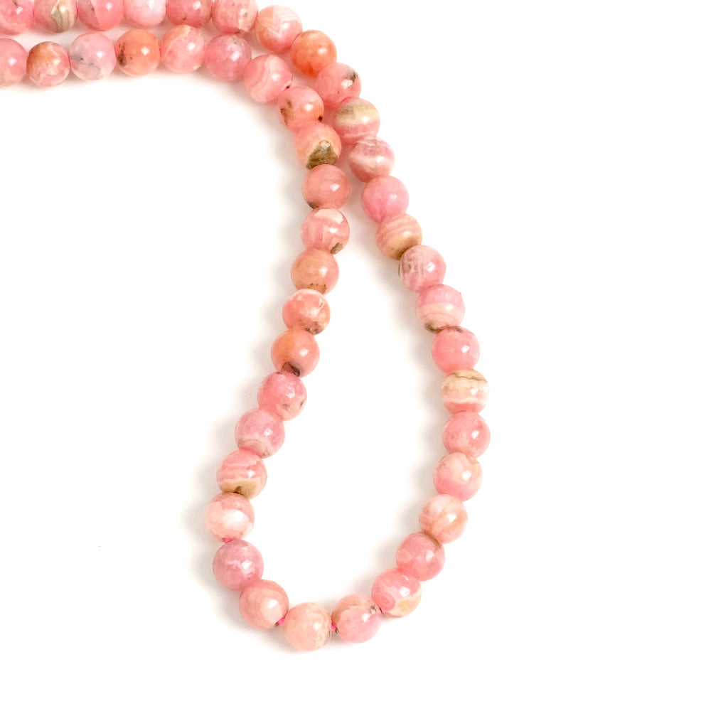 6 perles rondes 4mm naturelles de Rhodochrosite