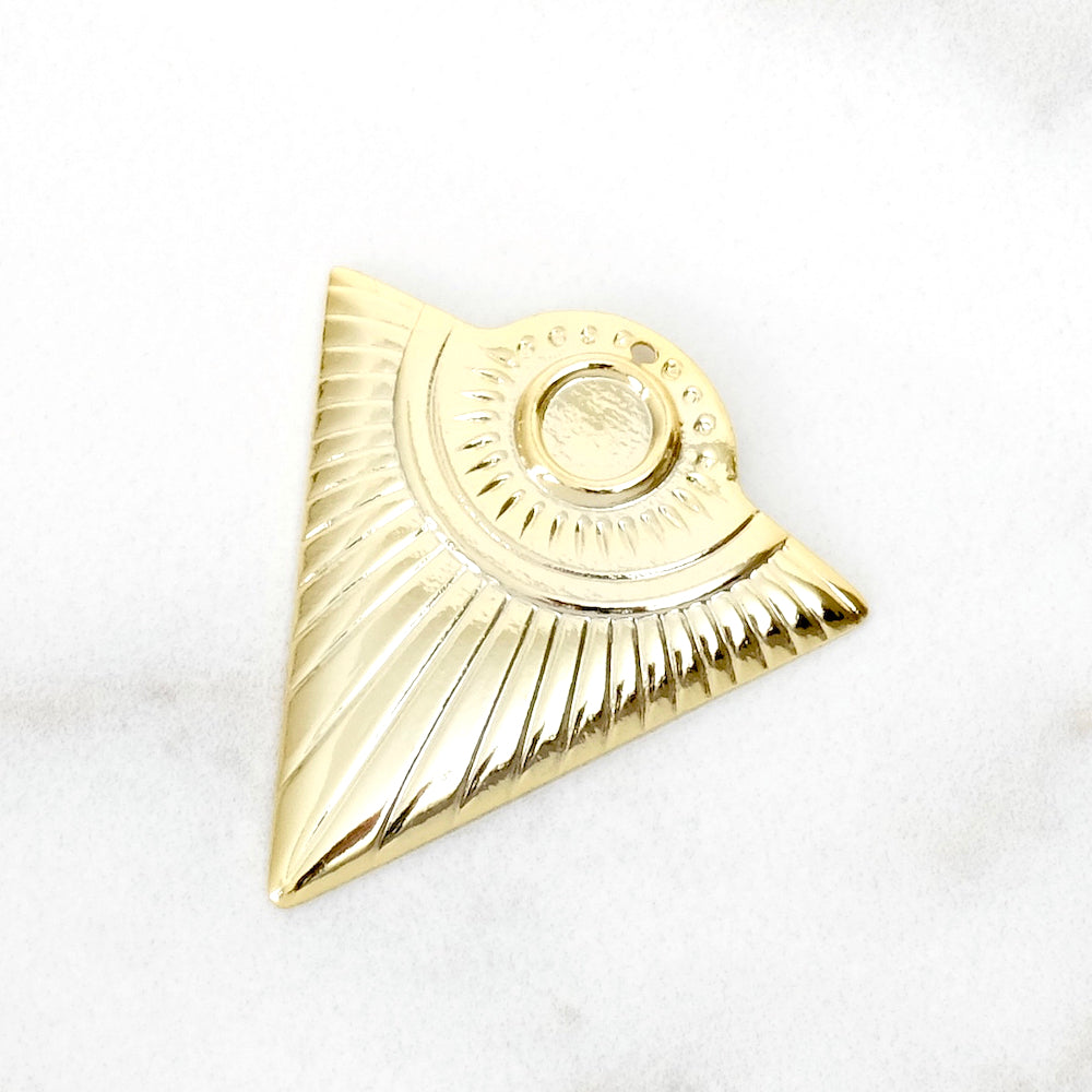 Pendentif Ethnique Triangle en Laiton Doré à l'or fin 24K