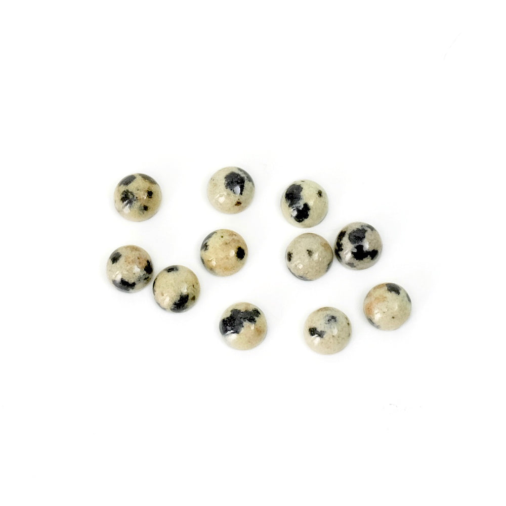 2 Cabochons de pierre naturelle Rond 4mm Jaspe Dalmatien