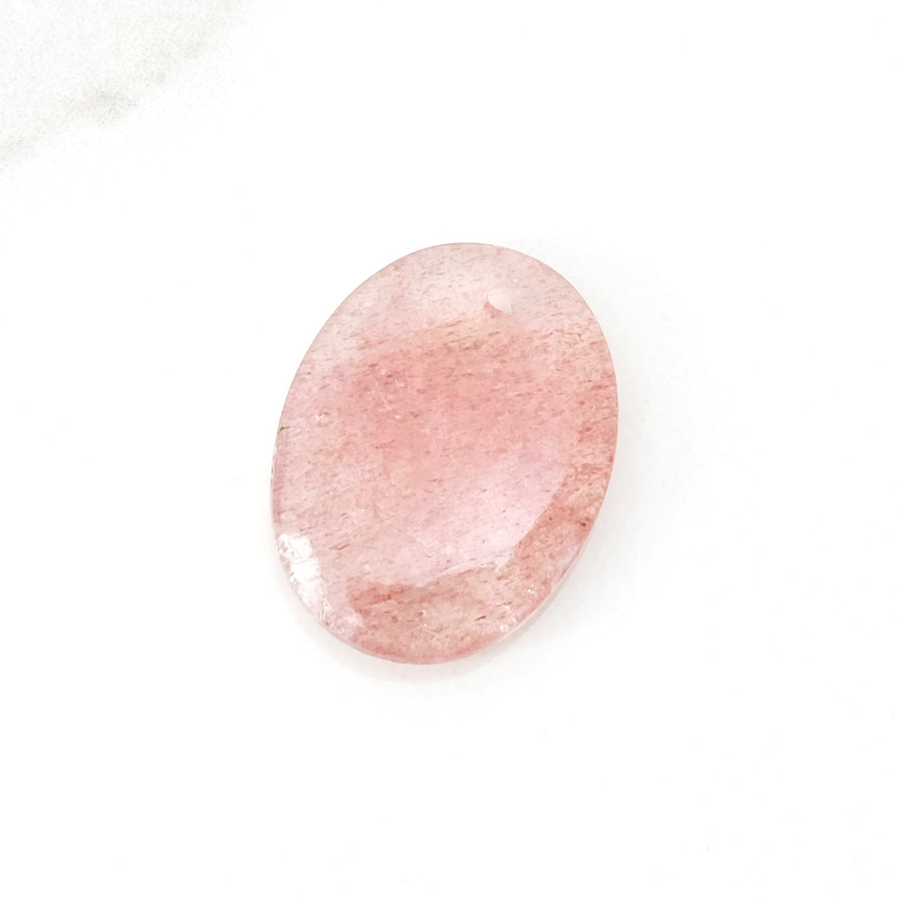 Pendentif Galet en  pierre naturelle 15 x 20mm Quartz Fraise