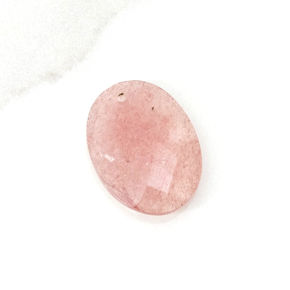 Pendentif Galet en  pierre naturelle 15 x 20mm Quartz Fraise Facettée