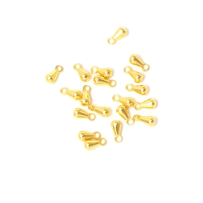 6 petits pendentifs gouttes en laiton doré 24K