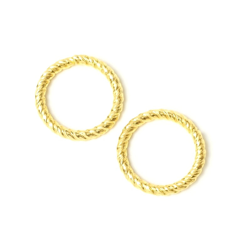 2 anneaux ouverts torsadés 18mm en laiton Doré à l&#39;or fin 24K Premium