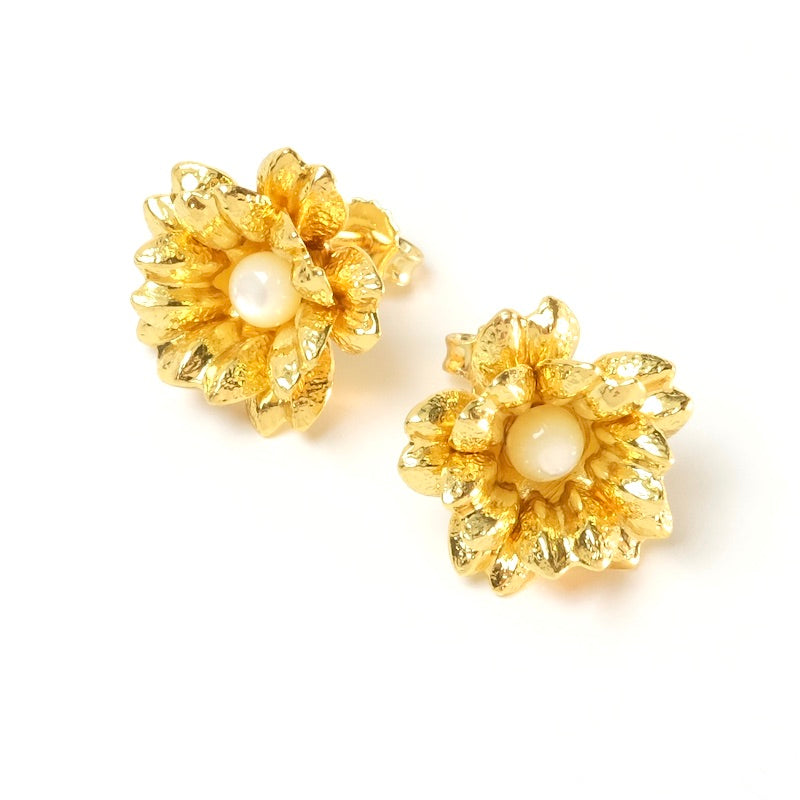 Boucles d'oreilles clous Fleurs en laiton Argenté 925 Premium, la paire