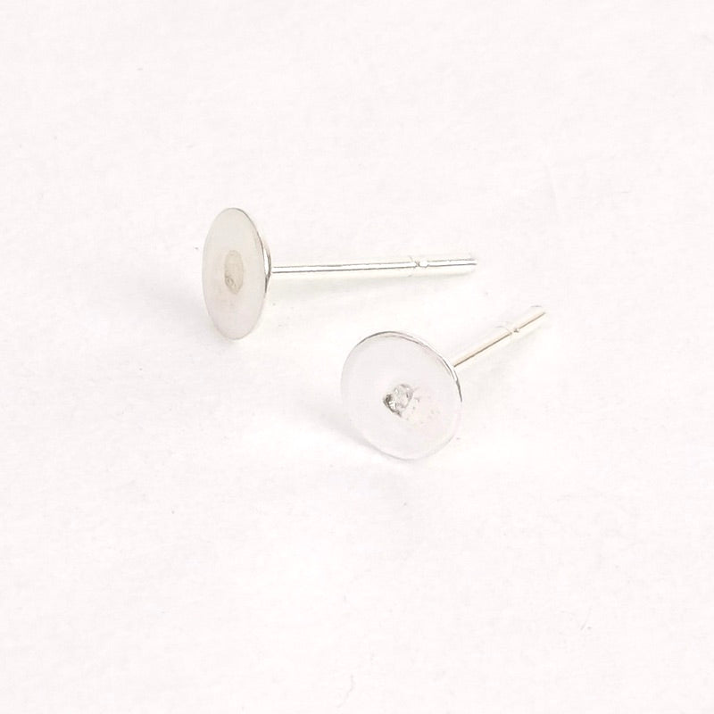 Boucles d&#39;oreilles Clous avec plateau 6mm en argent massif 925 (POS)