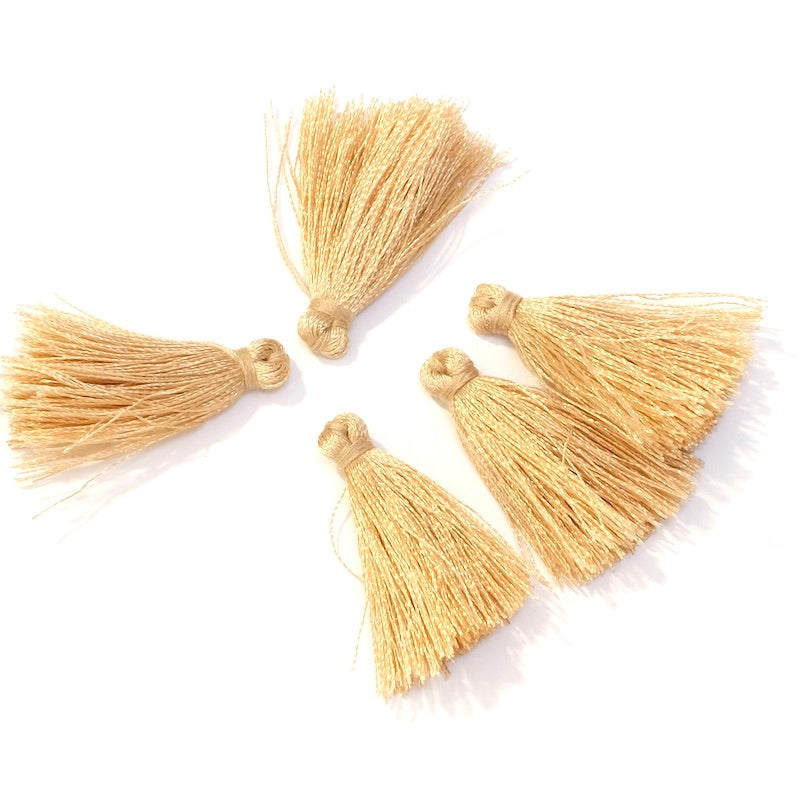 6 Pompons en polyester 30mm beige