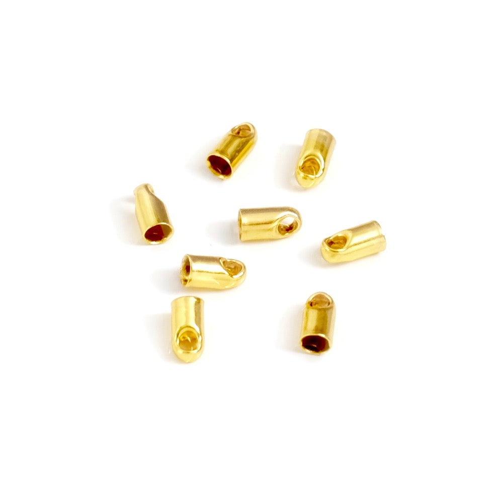 8 embouts pour cordons ronds de 2mm en laiton doré à l&#39;or fin 24K