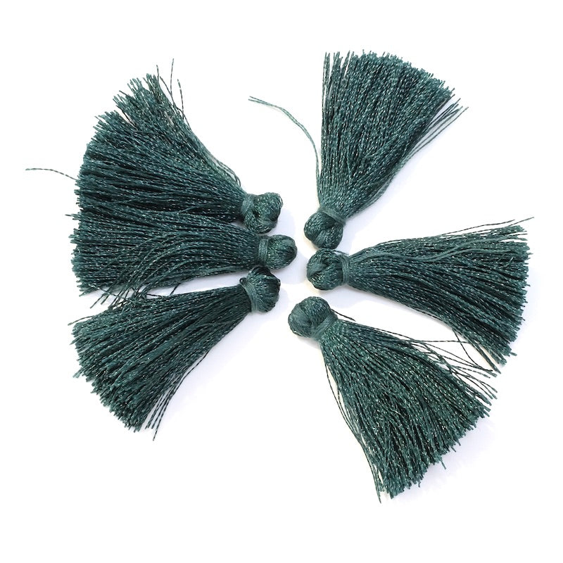 6 Pompons en polyester 30mm Vert pétrole