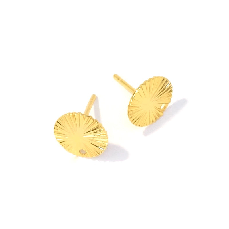 Boucles d&#39;oreilles ronds Ondulés en laiton Doré à l&#39;or fin 24K Premium