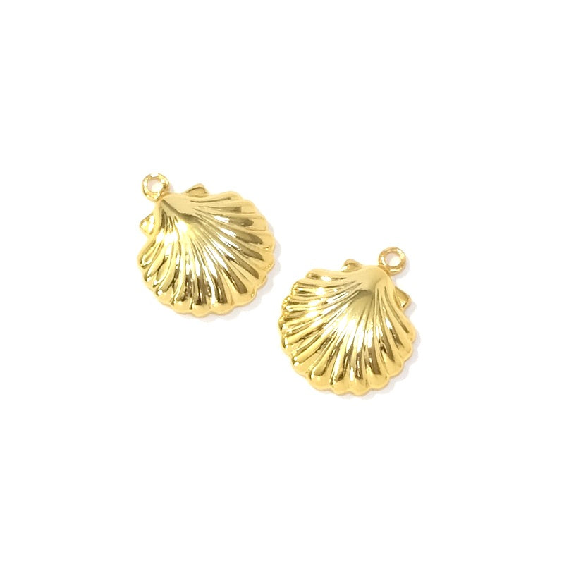 2 pendentifs coquillages Doré à l&#39;or fin 24K Prémium