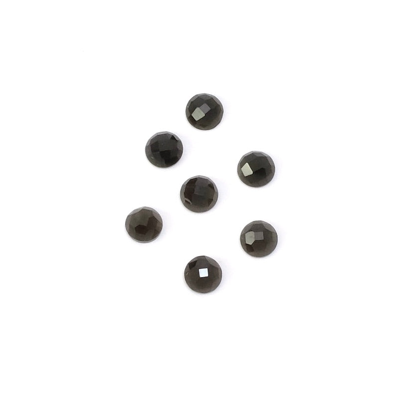 2 Cabochons pierre naturelle 4mm facettés Obsidienne