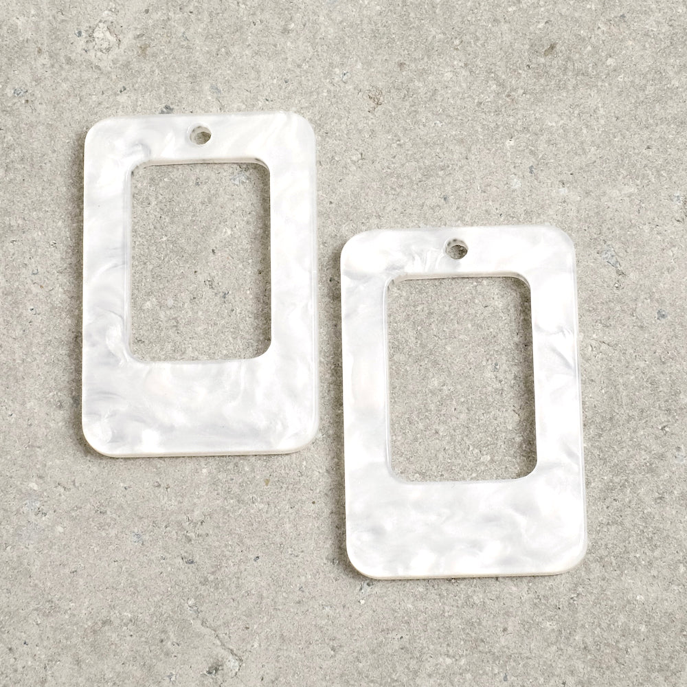 2 Pendentifs Rectangles effet Nacre en Plexi acrylique