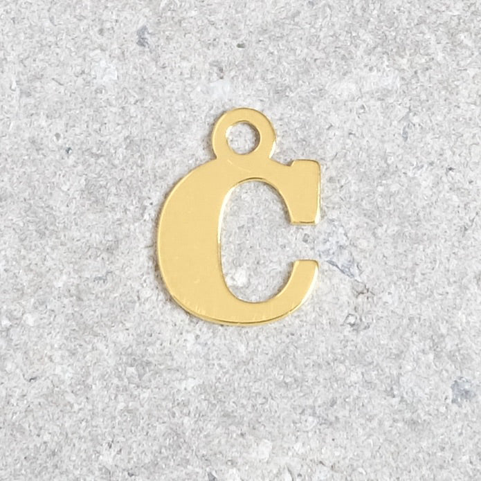 Pendentif lettre C en argent 925 doré à l'or 24K