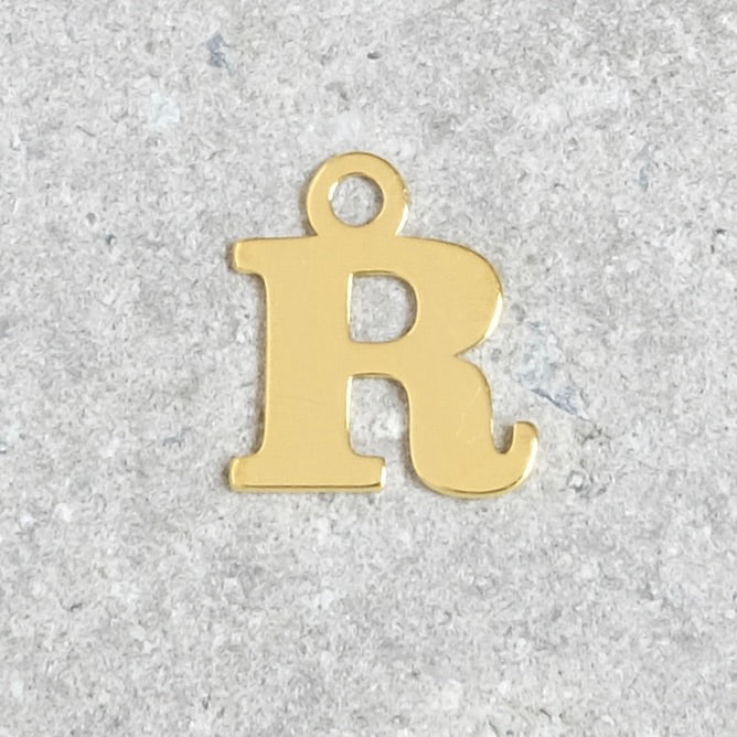 Pendentif lettre R en argent 925 doré à l'or 24K