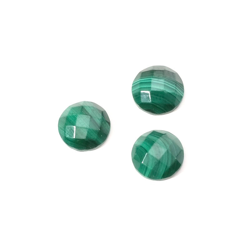 Cabochon en pierre naturelle facettée 8mm Malachite