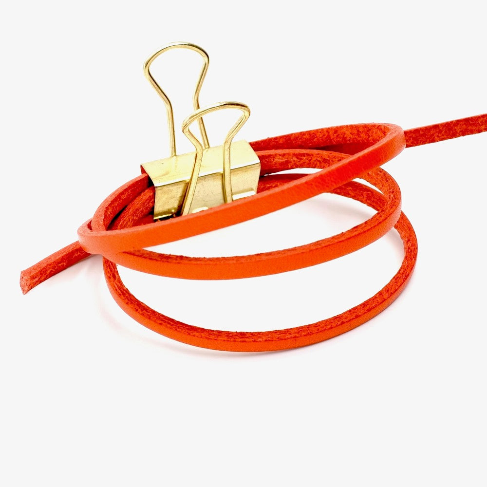 50cm de Lanière de cuir plat 3mm Orange Qualité prémium