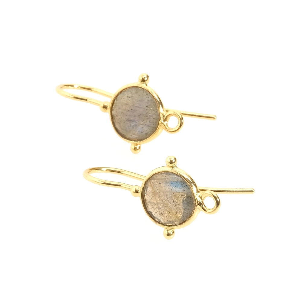 Boucles d'oreilles sertis Labradorite en Laiton doré à l'or fin 24K Premium, la paire