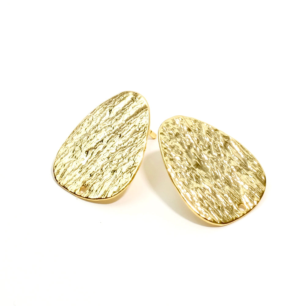 2 boucles d&#39;oreilles clous Texture Ardoise en laiton doré à l&#39;or fin 24K