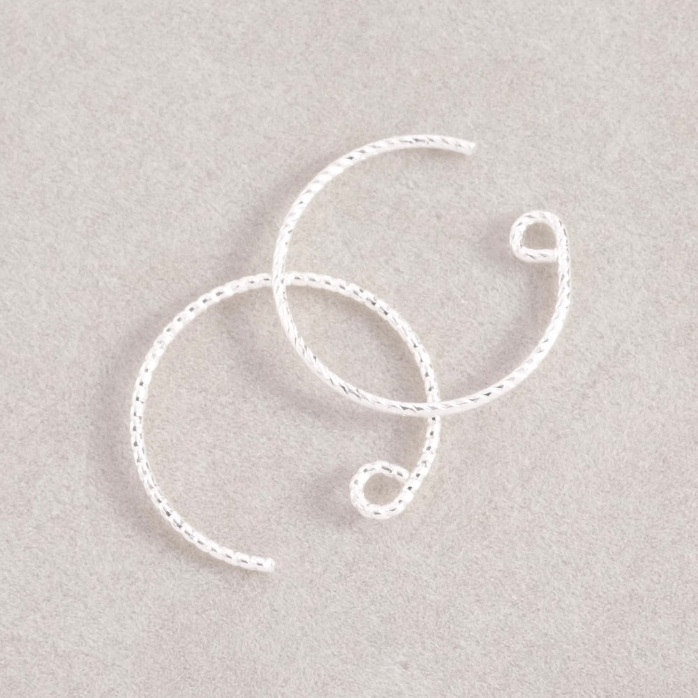 Boucles d&#39;oreilles Crochets ronds en laiton Argenté 925 Premium, la paire